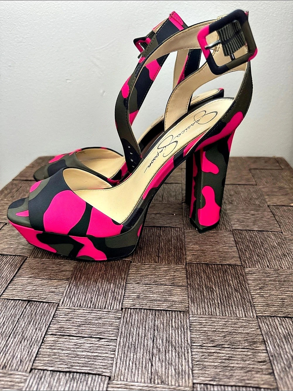 Jessica Simpson Camo Platform Heels in Pink & Black